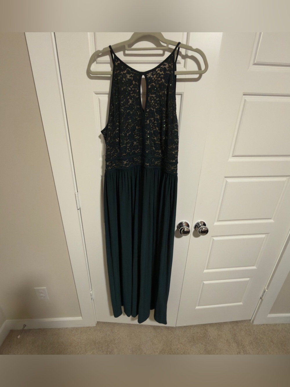 NW Woman 14W Green Sequin Lace Maxi Dress Plus Size Formal Evening